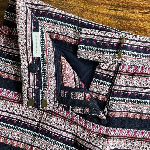 Ann Taylor Loft Navy & Pink Boho Textured Striped Riviera Shorts - Picture 6 of 9